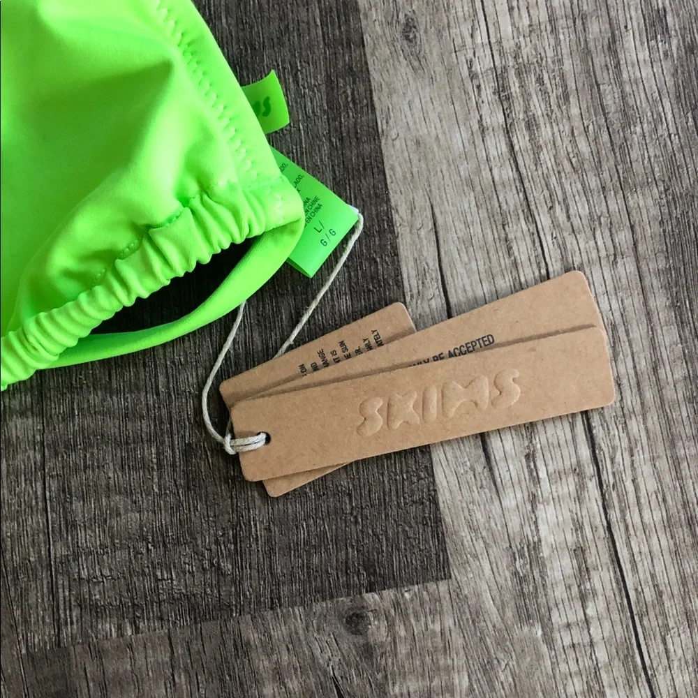 SKIMS Neon Green Triangle Swim Top L NEW